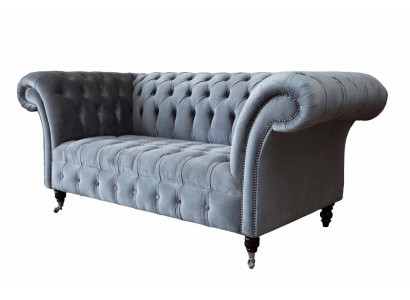 Chesterfield Sofa 3 Sitzer Luxus Couch Wohnzimmer Sofas Grau Stoffsofa