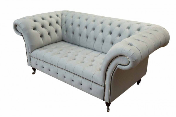 Chesterfield Couch Polster Möbel Zweisitzer Grau Couchen Sofas Leder