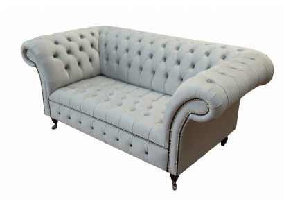 Chesterfield Couch Polster Möbel Zweisitzer Grau Couchen Sofas Leder