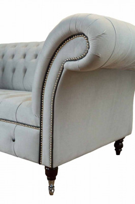 Chesterfield Couch Polster Möbel Zweisitzer Grau Couchen Sofas Leder