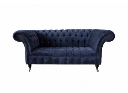 Chesterfield Design Sofa Couch 2 Sitzer Polster Blau Sofas Couchen Neu