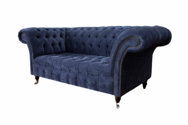 Chesterfield Design Sofa Couch 2 Sitzer Polster Blau Sofas Couchen Neu