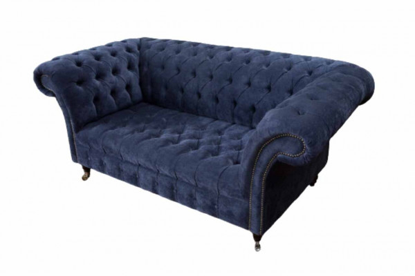 Chesterfield Design Sofa Couch 2 Sitzer Polster Blau Sofas Couchen Neu