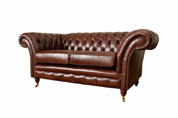 Chesterfield Couch Polster Leder Sofas Couchen Braune Zweisitzer Neu