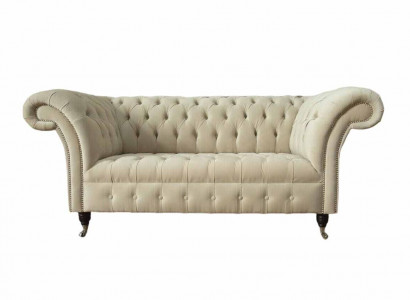 Zweisitzer Couch Polster Sofa 2 Sitz Textil Stoff Luxus Chesterfield Neu