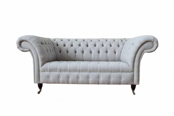 Chesterfield Luxus 2 Sitzer Couch Polster Sofa Textil Stoff Couchen Neu