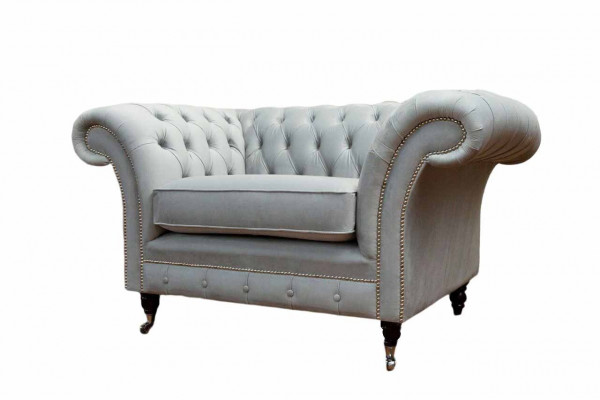 Sessel Polster Sofa Textil Chesterfield Couchen 1 Sitzer Einsitzer Grau