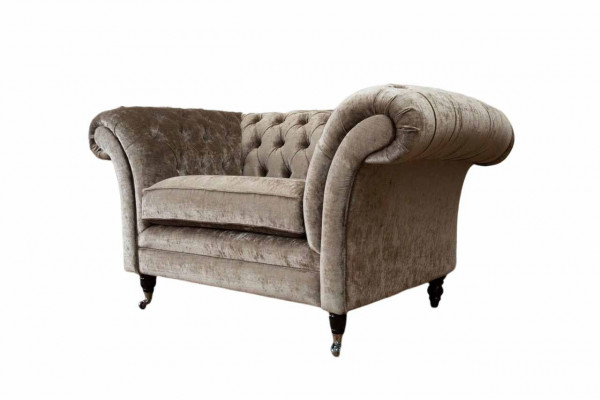 Design Chesterfield Sessel 1 Sitzer Couch Polster Luxus Textil Sofas