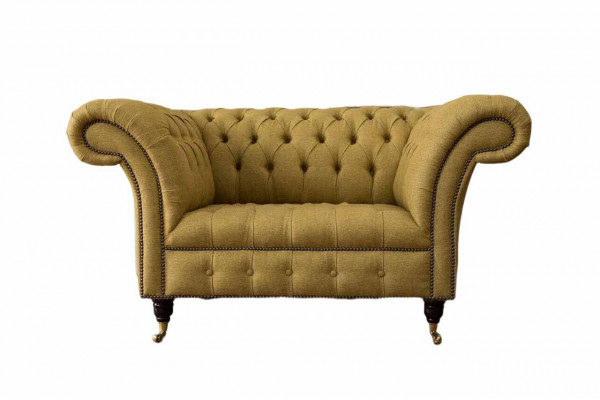 Chesterfield Sessel Design Polster Sofa Couch Braun Textil Möbel Neu