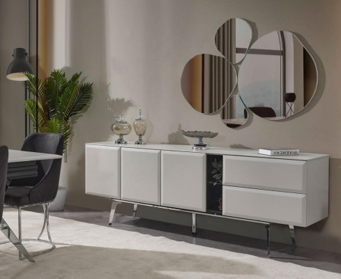 Sideboard mit Spiegel Kommode Weiß Konsoletisch Tisch Modern Holz Set