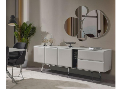 Sideboard mit Spiegel Kommode Weiß Konsoletisch Tisch Modern Holz Set