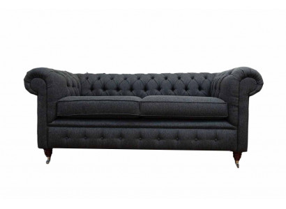 Chesterfield Couch Polster Möbel Zweisitzer Couchen Sofas Stoff Grau