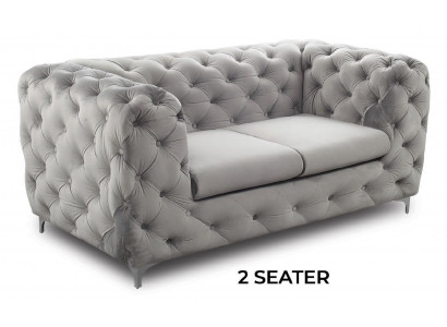 Chesterfield Sitz Stoff Textil Couch Zweisitzer Sofa 2 Sitz Design Sofas