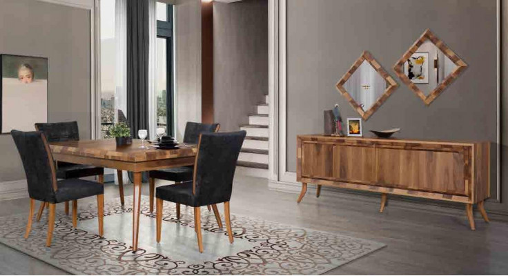 Esszimmer Set Esstisch 4 Stühle Anrichte Tische Holz Design Gruppe Garnitur 6tlg