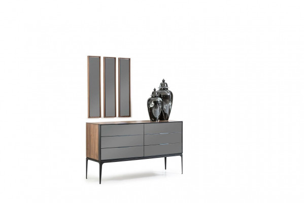 Kommode Praktisch fürs Schlafzimmer schwarz mit Stauraum 139cm Sideboard