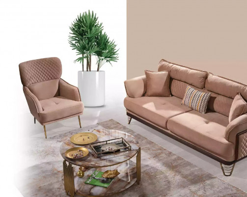 Beiger Dreisitzer Luxus Sofa Moderne Wohnzimmer Couchen 3-Sitzer Stil