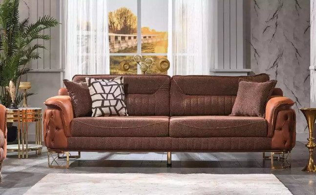 Braunes Luxus Chesterfield Sofa 3-Sitzer Leder Couch Sofas Moderner Stil