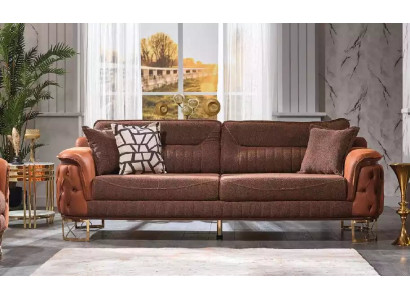 Braunes Luxus Chesterfield Sofa 3-Sitzer Leder Couch Sofas Moderner Stil