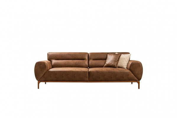 Dreisitzer Sofa 3 Sitzer Polstersofa Braun Couch Polster Kunstleder