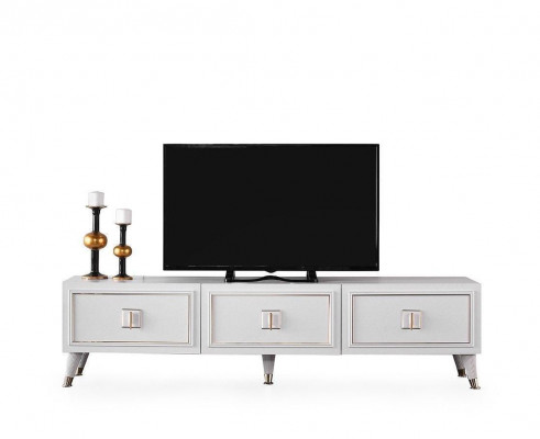 Wohnzimmer Sideboard TV Ständer RTV Lowboard Tisch Holz Weiß