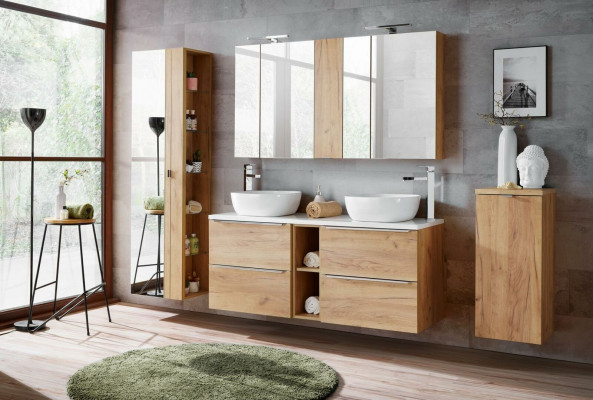 Design Badezimmer Möbel Bad 8 tlg. Set Garnitur Schrank Waschbecken