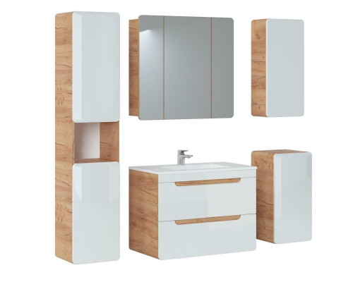 Design Badezimmer Möbel Bad 5tlg. Set Garnitur Schrank Beleuchtung