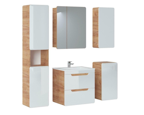 Design Badezimmer Möbel Bad 5tlg. Set Garnitur Schrank Deko Waschbecken