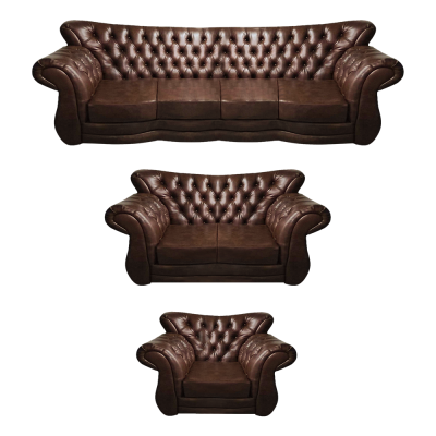 Wohnzimmer Chesterfield Sofa Set 3tlg 4+2+1 Leder Luxus Couch Sessel