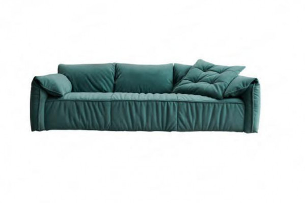 Blauer Dreisitzer Wohnzimmer Sofas 3-Sitzer Couch Textil Möbel Stoff Sofas