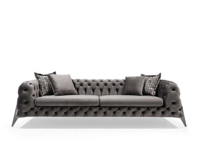 Designer Grauer 4-Sitzer Sofa Luxus Viersitzer Polstermöbel Couchen