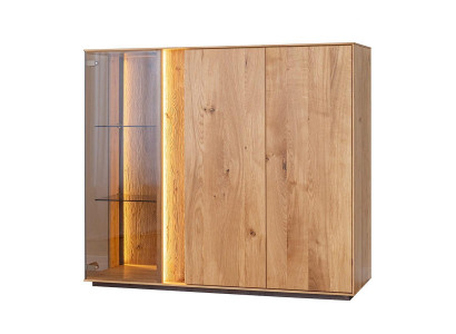 Hellbraune Vitrine Designer Esszimmer Anrichte Holz Schränke LED-Schrank