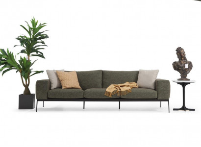 Zweisitzer Sofa 2 Sitzer Stoff Grau Modern Design Wohnzimmer Polyester