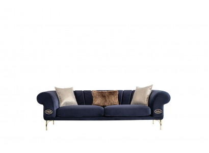 Blaue Wohnzimmer Couch Designer 3-Sitzer Polstercouchen Sitzmöbel Neu