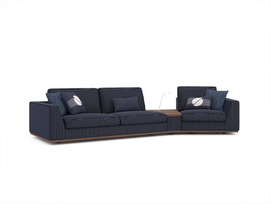 Blau Sofagarnitur Set Dreisitzer Sofas Wohnzimmer Sessel Modern Design Textil