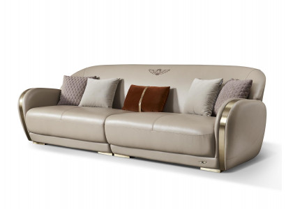 Stilvolle Taupe Sofagarnitur Polstersofa Set 3+2 Leder Couchen Wohnzimmer Möbel