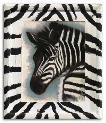 Ölbild Ölbilder Gemälde Bilder Bild Handgemalt Öl mit Rahmen Zebra Afrika G15325