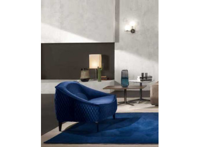 Sessel Möbel Modern Stoff Lounge Textil Luxus Sitz Relax Möbel Blau Prianera