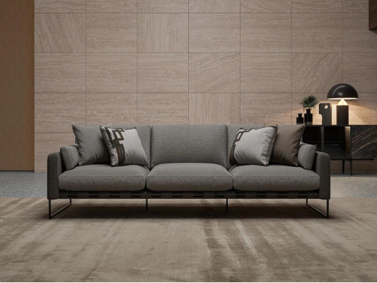 Wohnzimmer Luxus Grau Dreisitzer Sofa Einrichtung Modern Textil Design