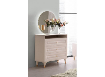 Kommode mit Spiegel Regal Beige Einfarbig Schlafzimmer Jugendzimmer Modern Stil