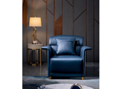 Sessel Stuhl Esszimmer Fernseh Lounge Sitz Blau Modern Design