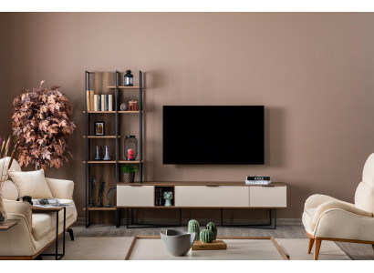 Wohnwand Wohnzimmer Möbel TV Ständer Bücherregal 240cm Holz Wohnwände