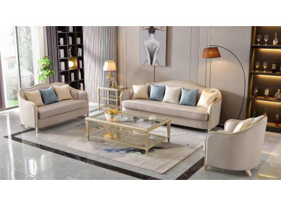 Set Design Sofas Sofagarnitur 3+2+1 Sitzer Couchen Stoff Modern Sofa