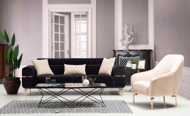 Sofagarnitur Komplette Sitzgruppe Sofa 3+3+1 Sitz Sessel Stoff Couch Couchen Neu