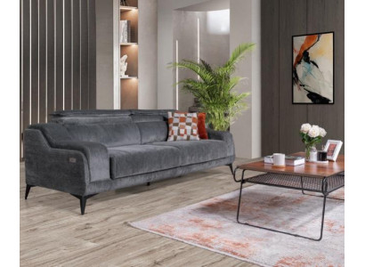  Luxuriöses Graues Textil Sofa Designer 3-Sitzer Wohnzimmer Dreisitzer