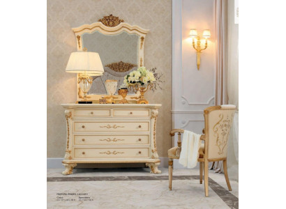 Anrichte Kommode Spiegel Schränke Holz Beige Set Schlafzimmer Luxus