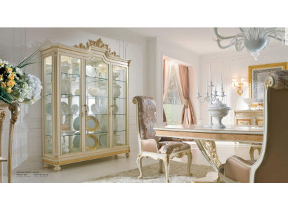 Vitrine Schränke Vitrinen Holz Luxus Wohnzimmer Möbel Schrank Beige