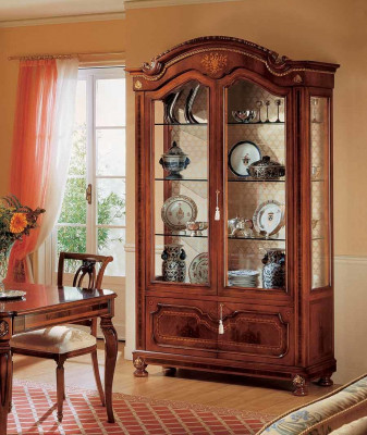 Luxuriös Vitrine Braun Schränke Exklusive Möbel Wohnzimmer Holz Glas