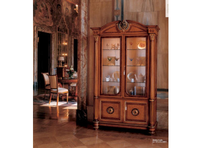 Vitrine Luxus Schränke Vitrinen Holz Wohnzimmer Möbel Schrank Braun Barock Stil