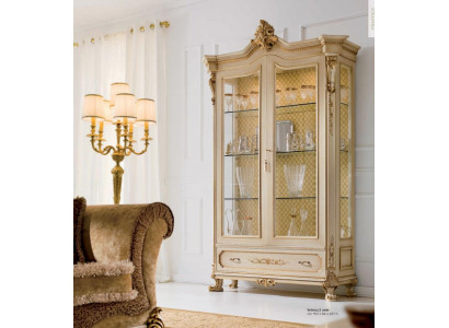 Vitrine Luxus Schränke Vitrinen Holz Wohnzimmer Schrank Beige Barock