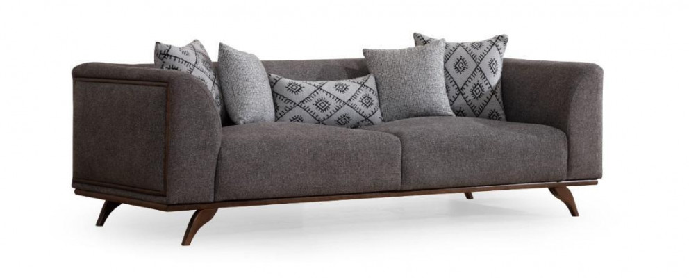 Wohnzimmer Sitzmöbel Stilvoller 3-Sitzer Modernes Holzgestell Edle Couch